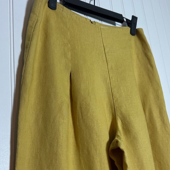 Reformation Cleo Linen Pants Ss 4 Wide Leg Pants in Mustard Yellow High Waist - Picture 4 of 9